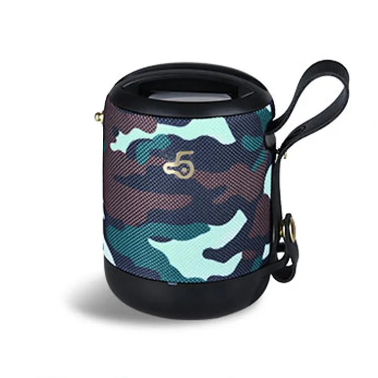 Waterproof portable Bluetooth speaker with subwoofer in compact 81x81x116mm metal chassis with carrying belt