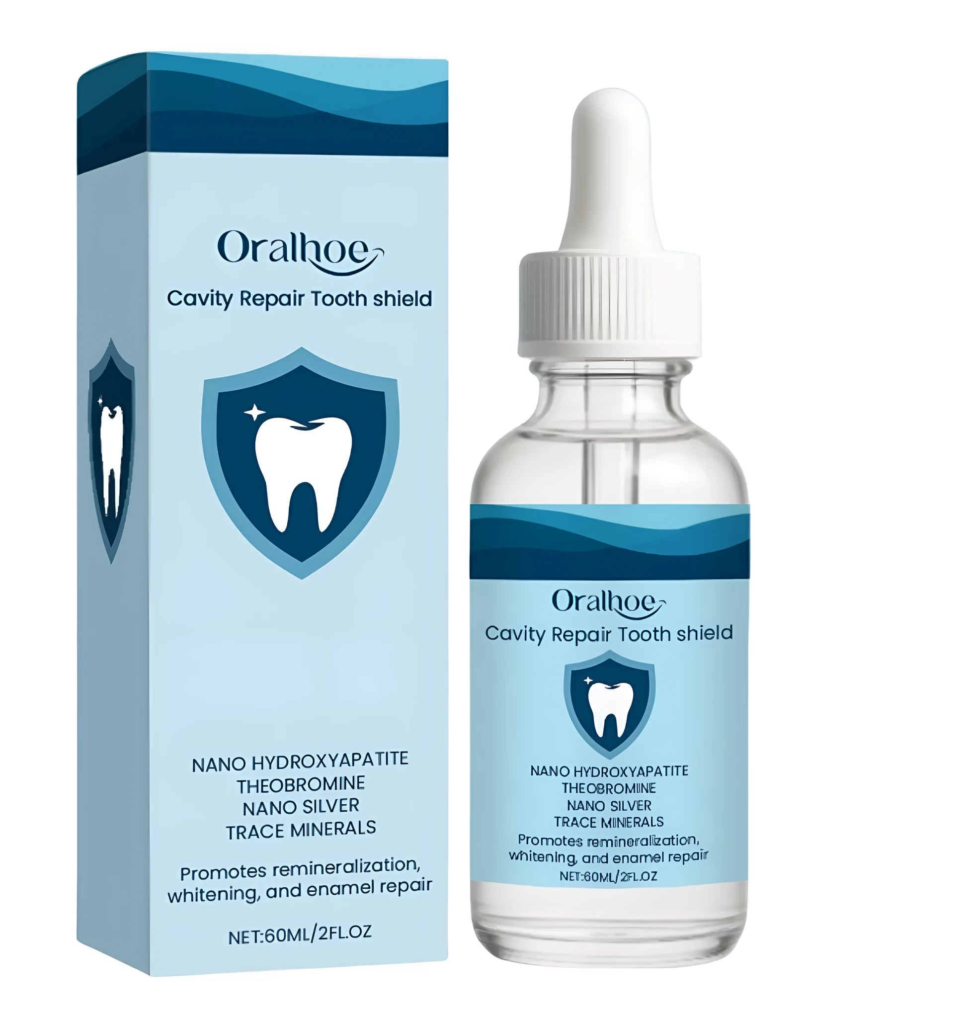 60 ml bottle of hydroxyapatite and colloidal silver dental restorative fluid
