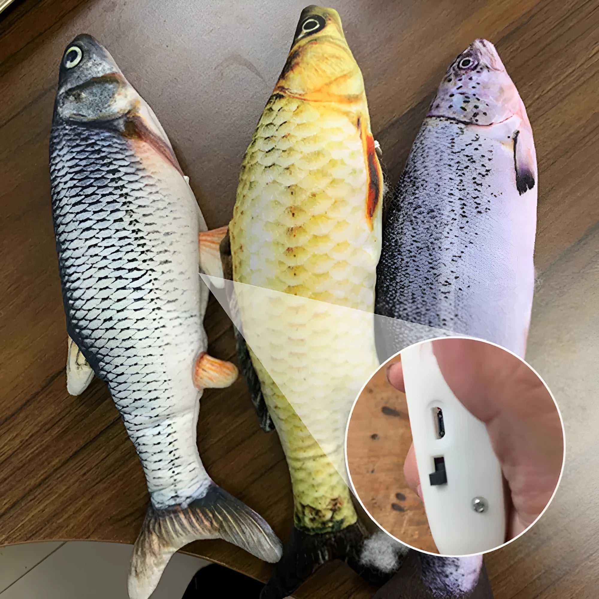 Electronic jumping fish simulation cat toy without catnip, 30cm multicolour design with USB charging
