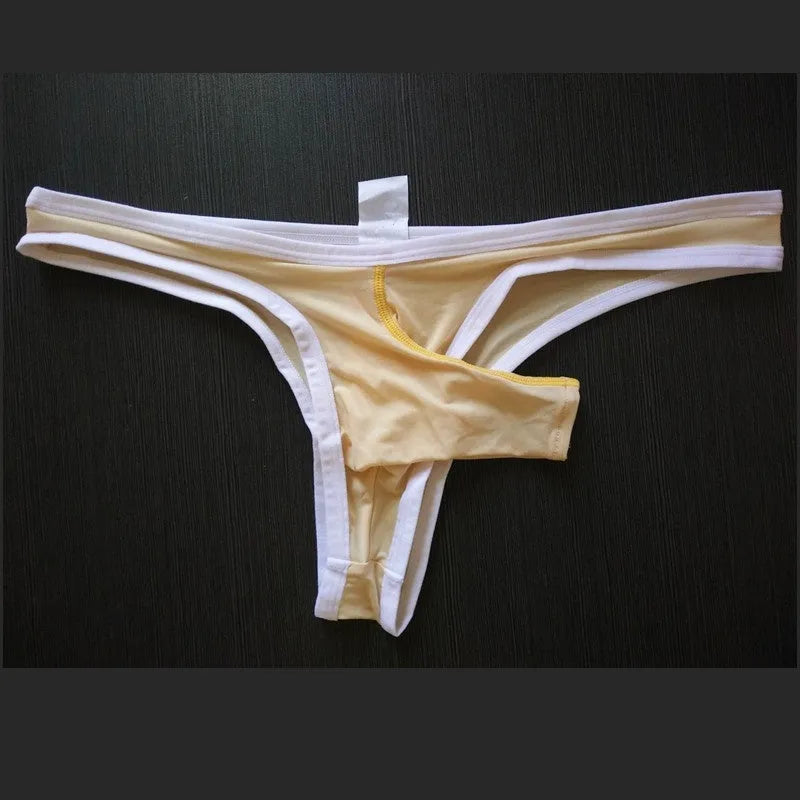 Men's ice silk elephant nose design briefs in multiple colours on a white background.