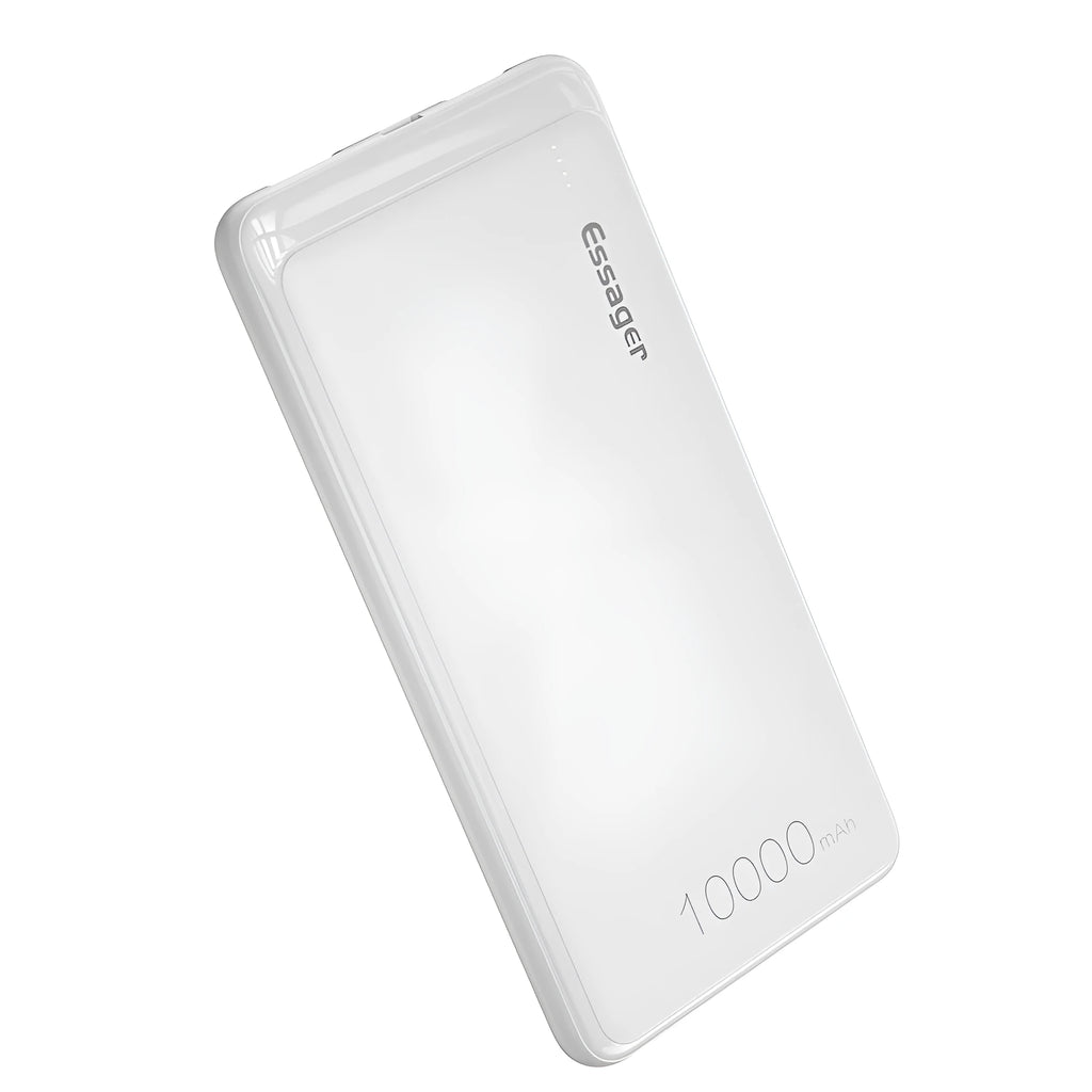 Essager 10000mAh portable power bank with LED indicators and dual USB ports in black