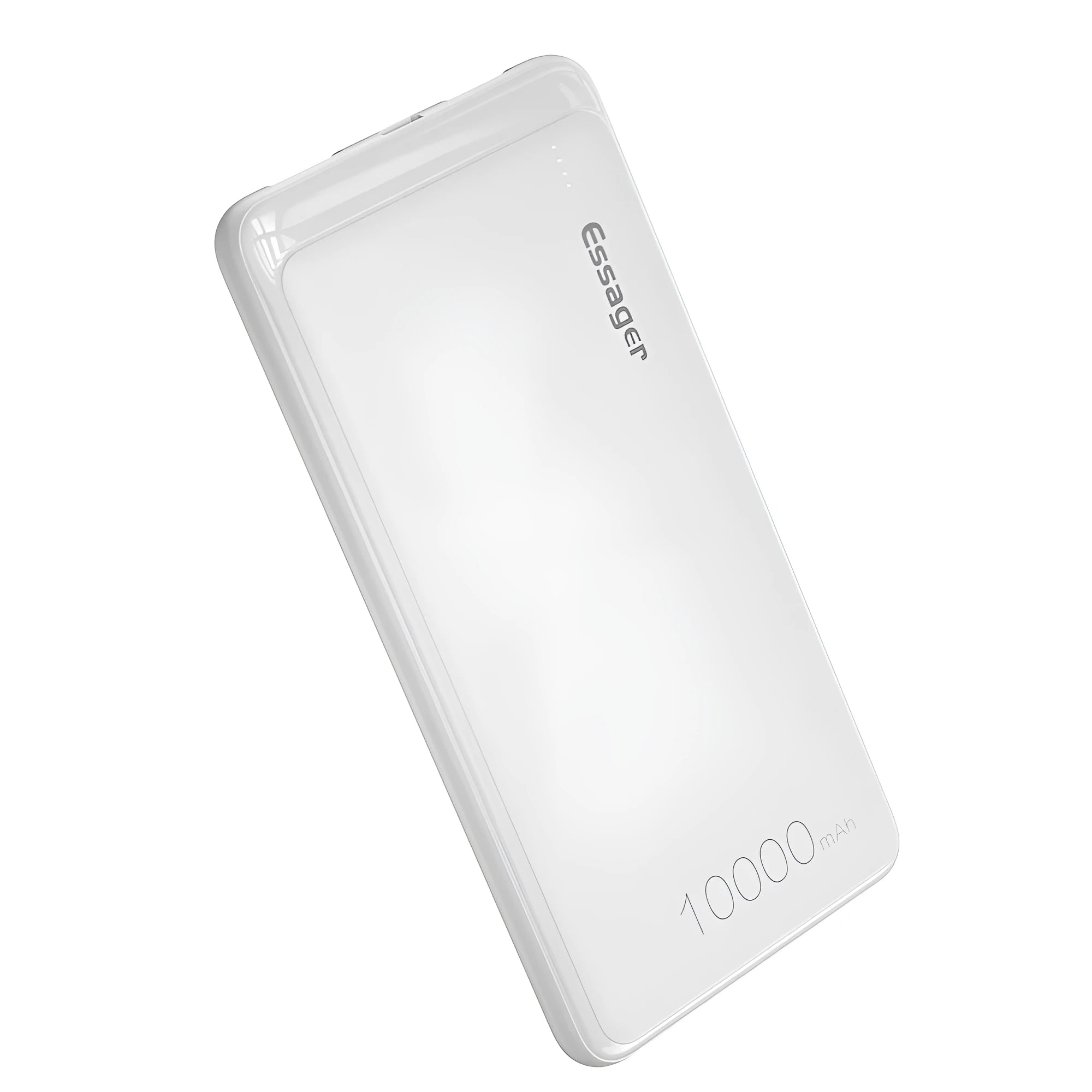 Essager 10000mAh portable power bank with LED indicators and dual USB ports in black