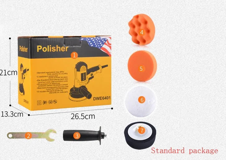 Yellow 700W electric car polishing machine with 125mm disc and 1.6m cord for auto and home use