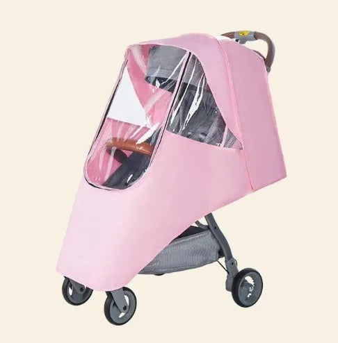 Universal baby stroller rain cover in waterproof cationic linen fabric with nonslip handle