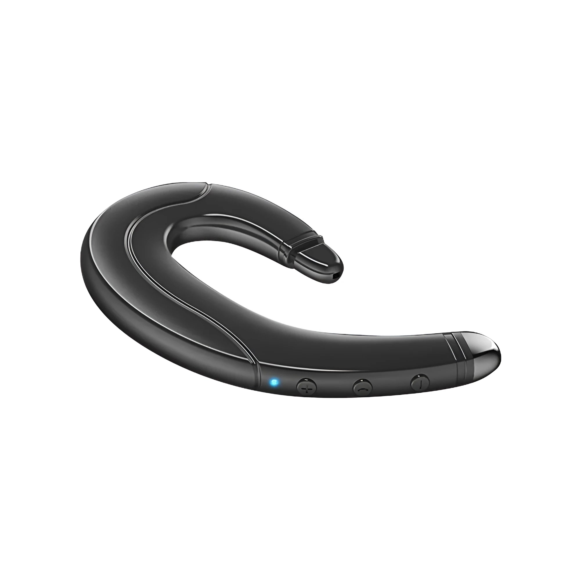 Single ear Bluetooth headset with mounted open ear design in black, blue or red colours