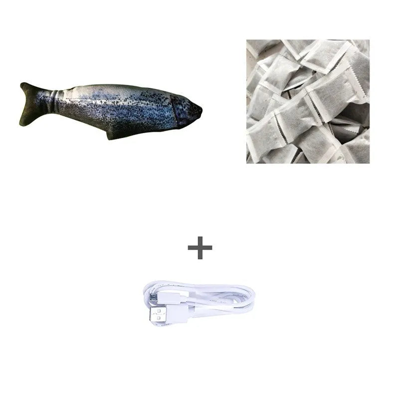 Electronic jumping fish simulation cat toy without catnip, 30cm multicolour design with USB charging