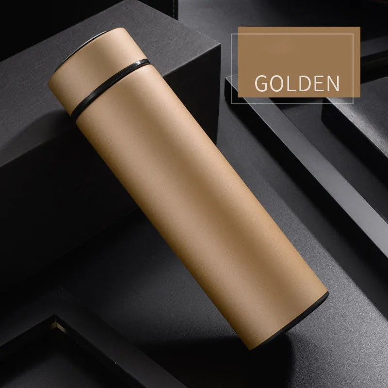 450ml stainless steel vacuum insulated water bottle with copper layer in black, red, gold, and blue colour options