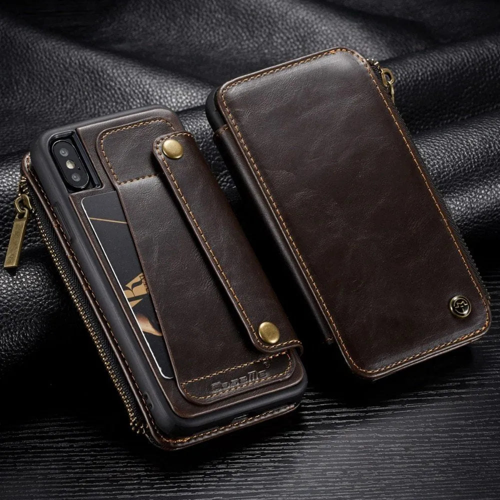 Samsung Galaxy Note9 leather flip phone case in black, brown or red colours