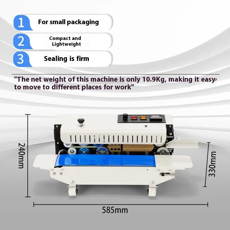 Mini manual sealing machine with date printing function, compact tabletop L1 steel seal model