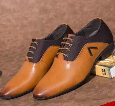 Men's Oxford shoes in artificial PU leather with rubber soles available in black, brown, and yellow