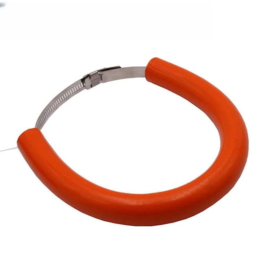 Universal motorcycle exhaust pipe anti-drop wring gasket shown in black, blue, and orange colour options.