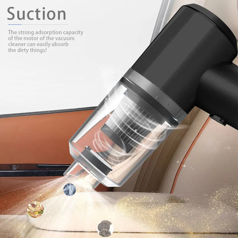 Black wireless car vacuum cleaner with handheld design for vehicle interior cleaning