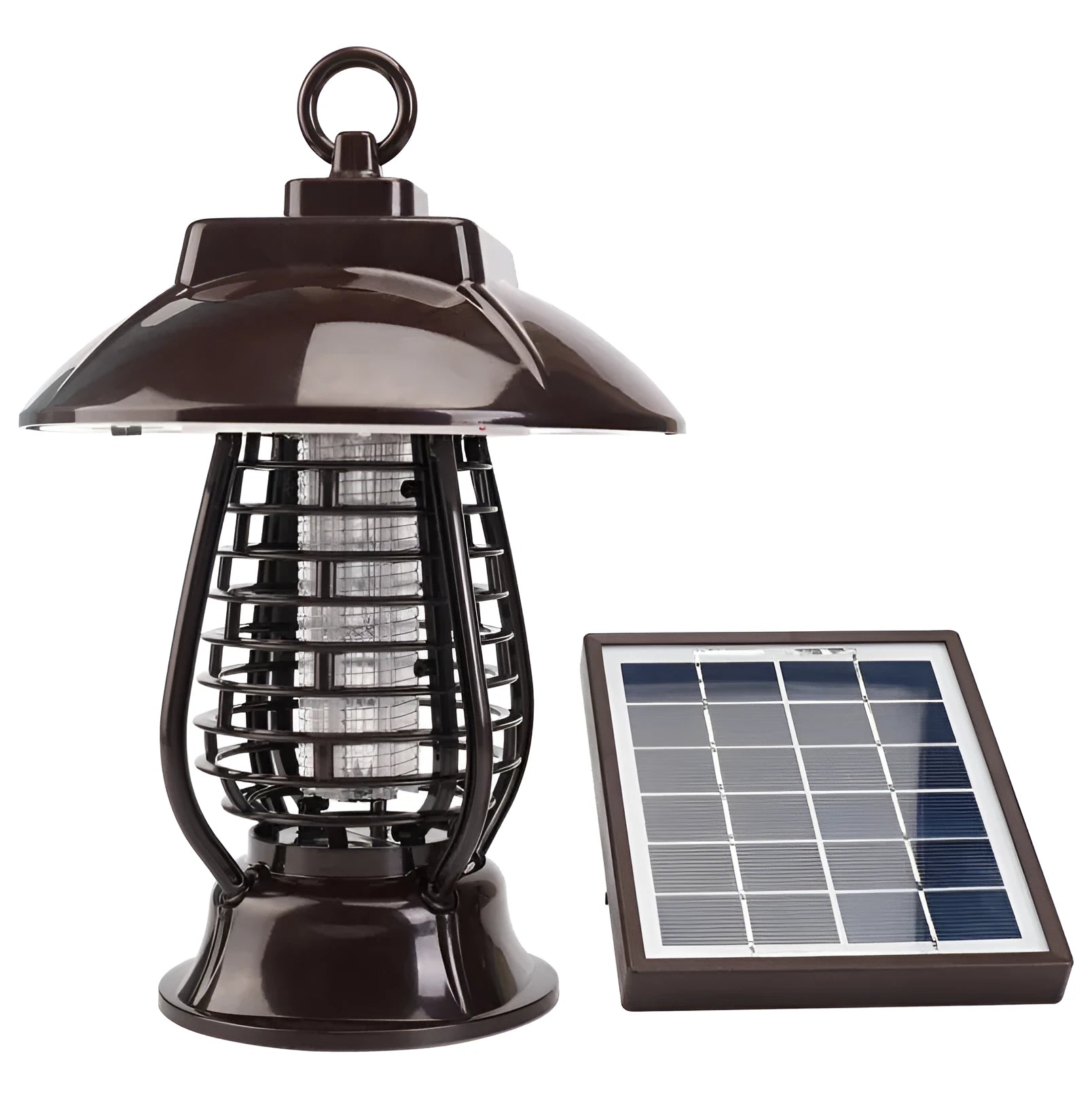 White and black solar powered mosquito lamp for garden insect control with solar panel