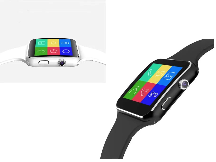 Black smart watch with 1.54 inch display on a silicone strap, showing a watch face and fitness data.