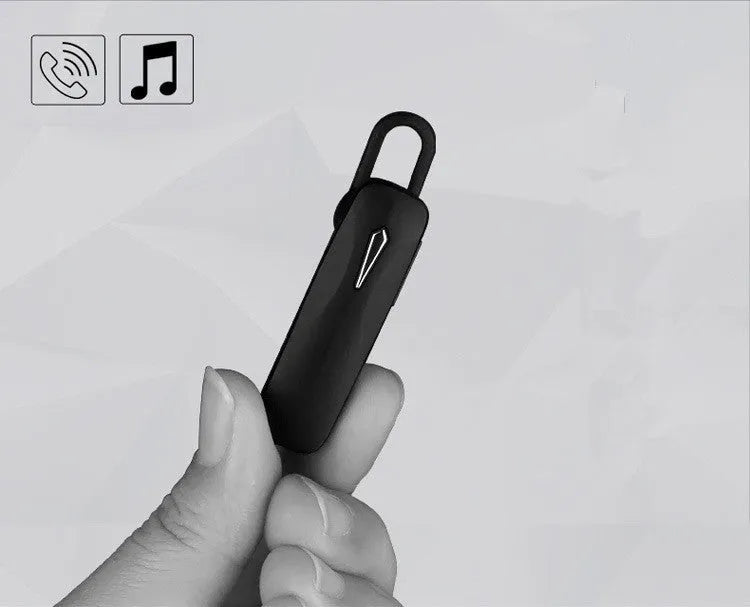 M163 car Bluetooth headset in black and white colour options showing call control buttons and Bluetooth connectivity
