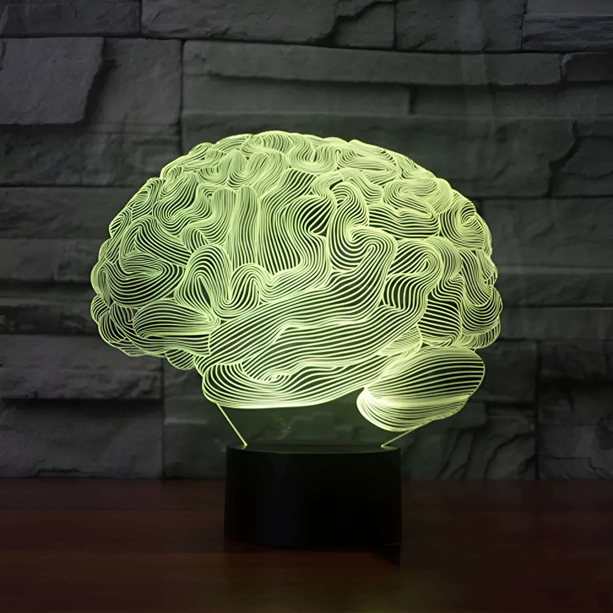 3D acrylic illusion LED desk lamp with remote control on a wooden surface, showing colour gradient effect.