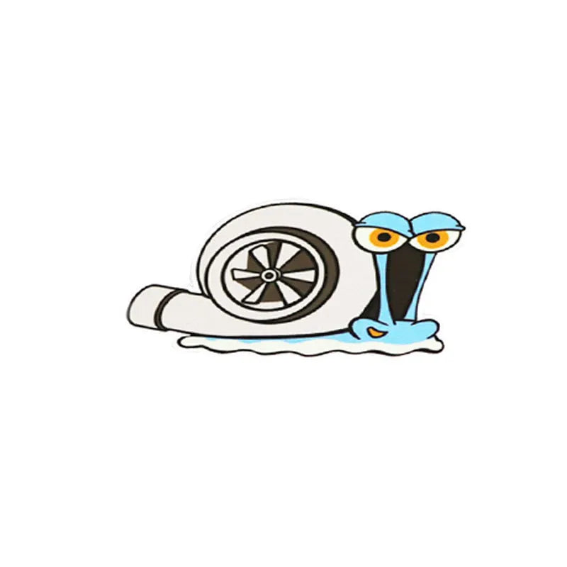Cartoon snail reflective car sticker decal measuring 12 by 8 centimetres.