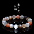 Natural moonstone bracelet with colourful light play in 8mm single circle design