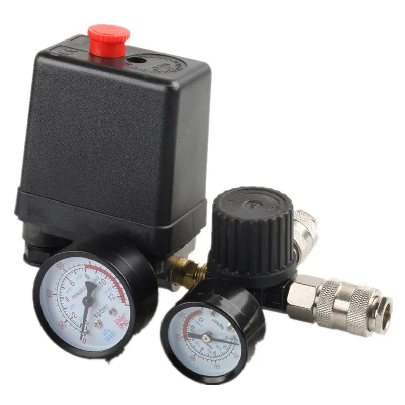 European style air compressor pressure regulating valve assembly with pressure range markings