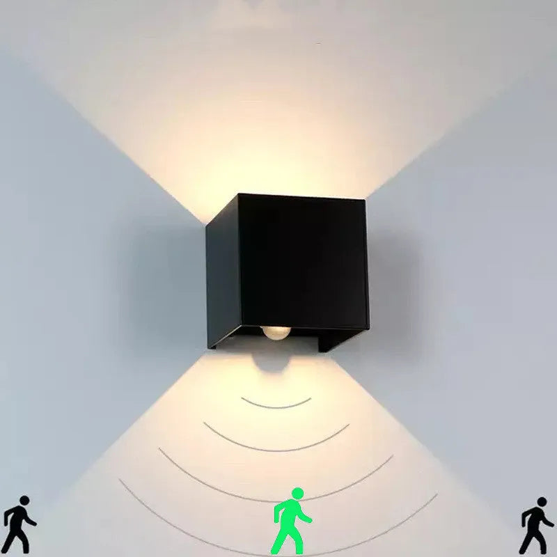 100mm cubic aluminium alloy wall lamp in black grey or white for indoor corridor and outdoor garden use