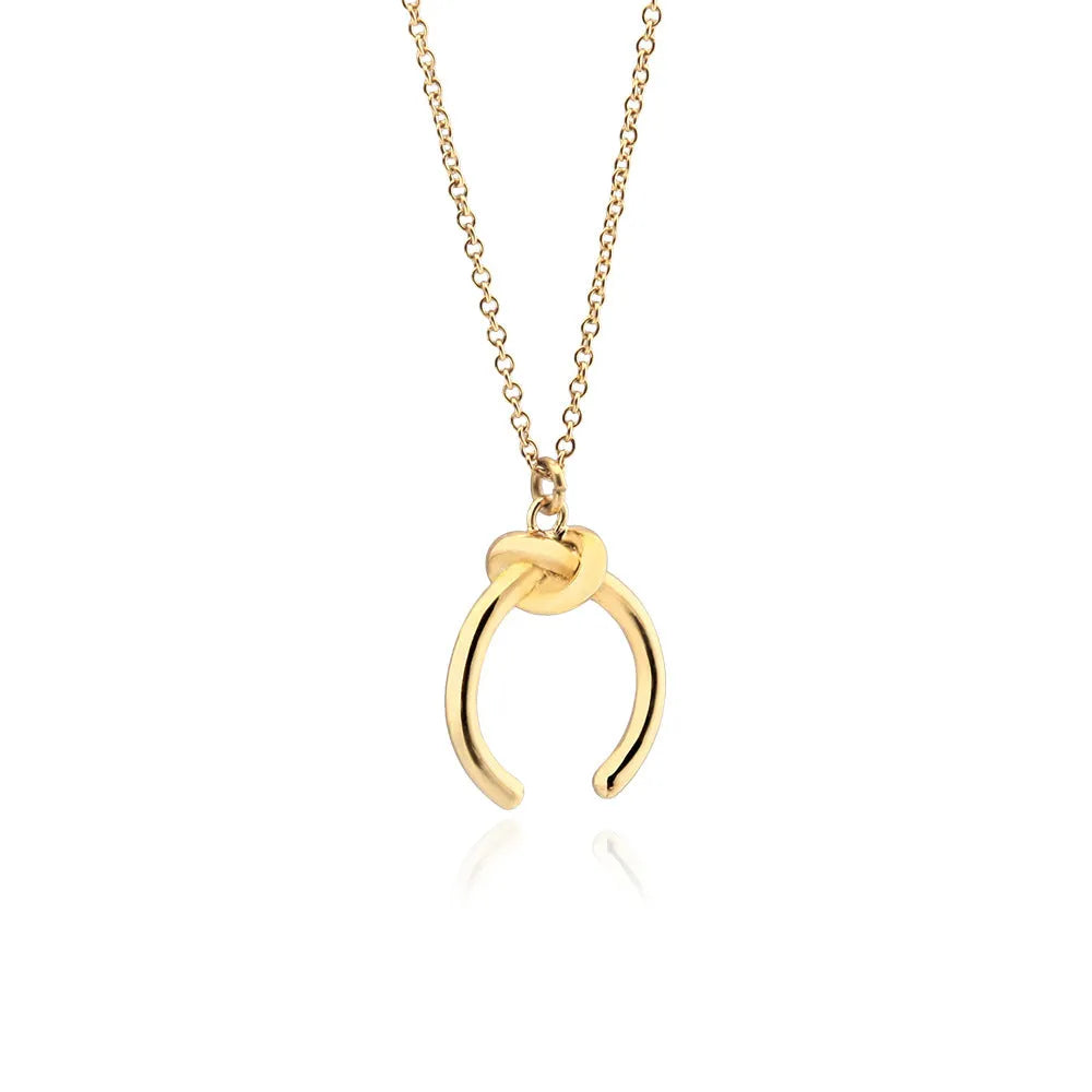 Vintage geometric copper pendant necklace with adjustable cross chain in gold finish