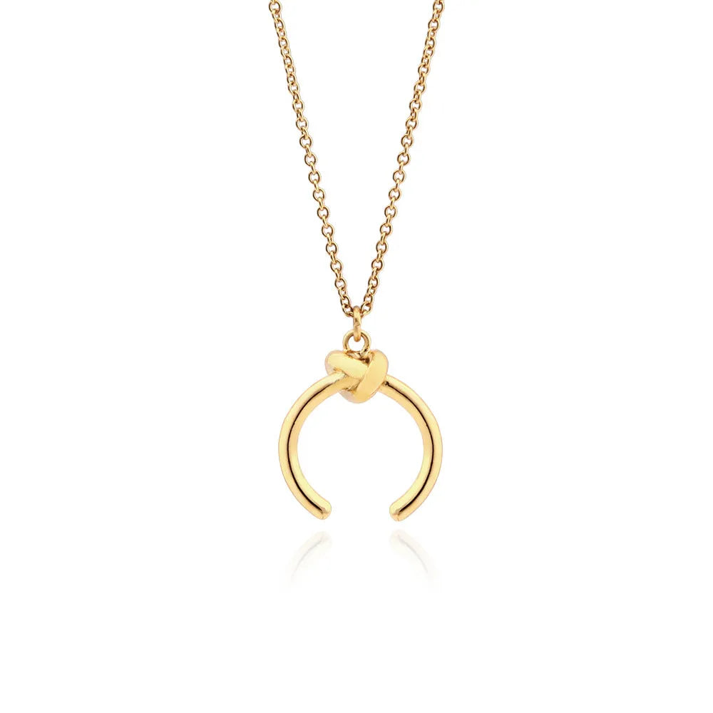 Vintage geometric copper pendant necklace with adjustable cross chain in gold finish