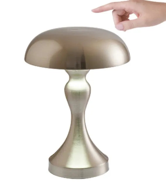 Rechargeable LED desk lamp in bronze finish with touch controls and three light settings