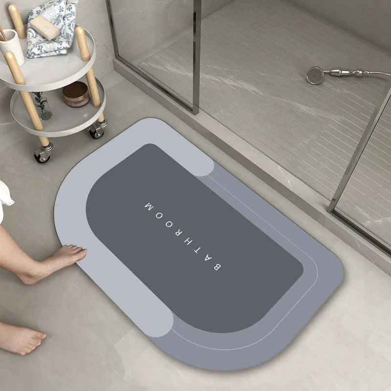 Blended bathroom floor mat for sliding door cushioning in blue colour rectangular shape