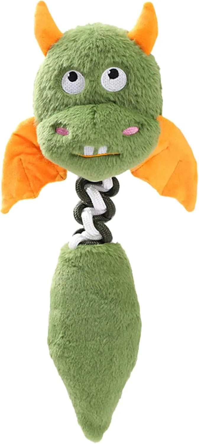 44cm plush dog toy with squeaker and rattle sounds in black, green, or red colours for large dogs