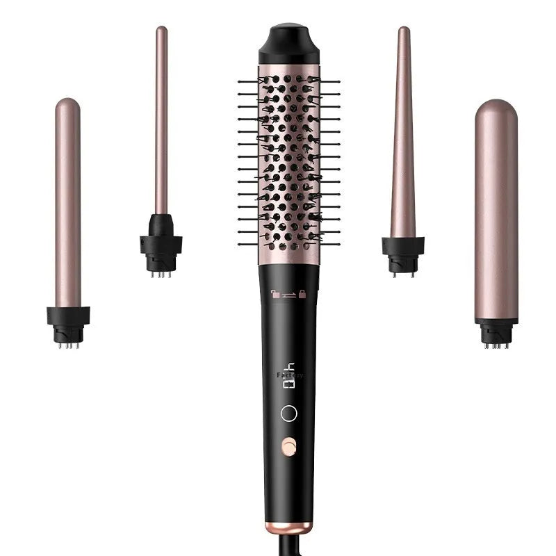 Automatic large wave hair curler in rose gold colour with three headbands for home styling