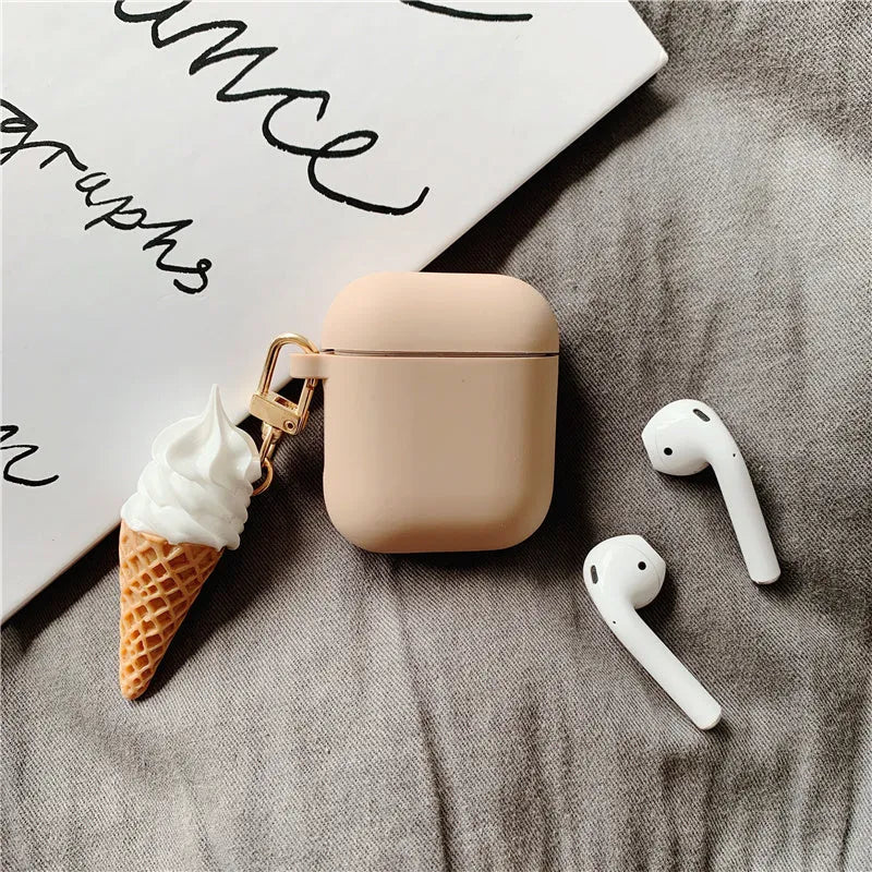 Silicone cylinder ice cream design case for Apple AirPods 2 wireless headphones.