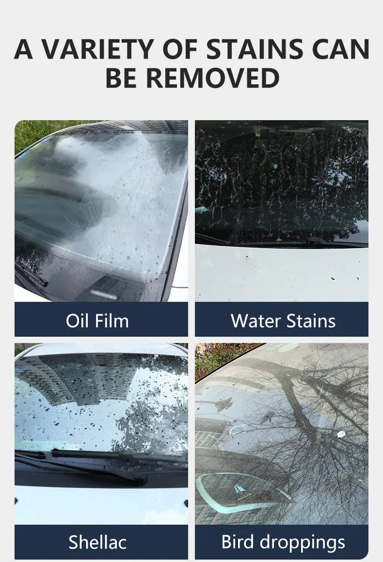 Glass oil film remover cleaning cream in 50ml, 100ml, and 200ml plastic containers for car windows