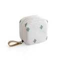 Cloth cube-shaped makeup storage bag shown in blue, pink, white, and white pink colour options.