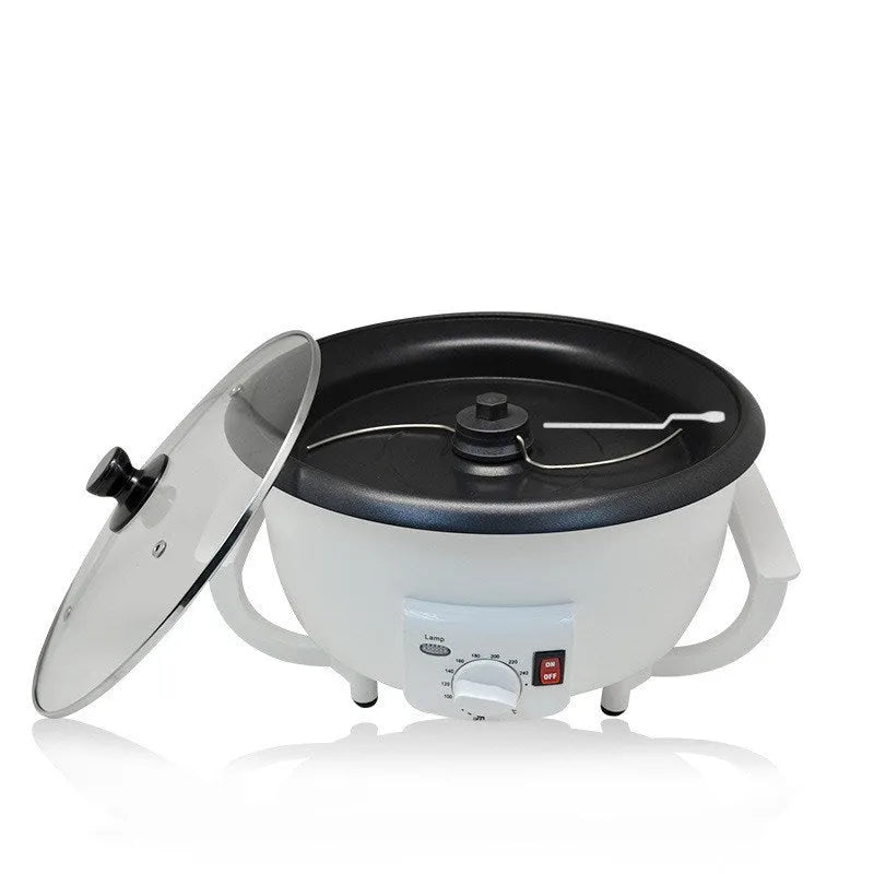 Electric coffee bean roasting machine with 750g capacity and 225mm base diameter
