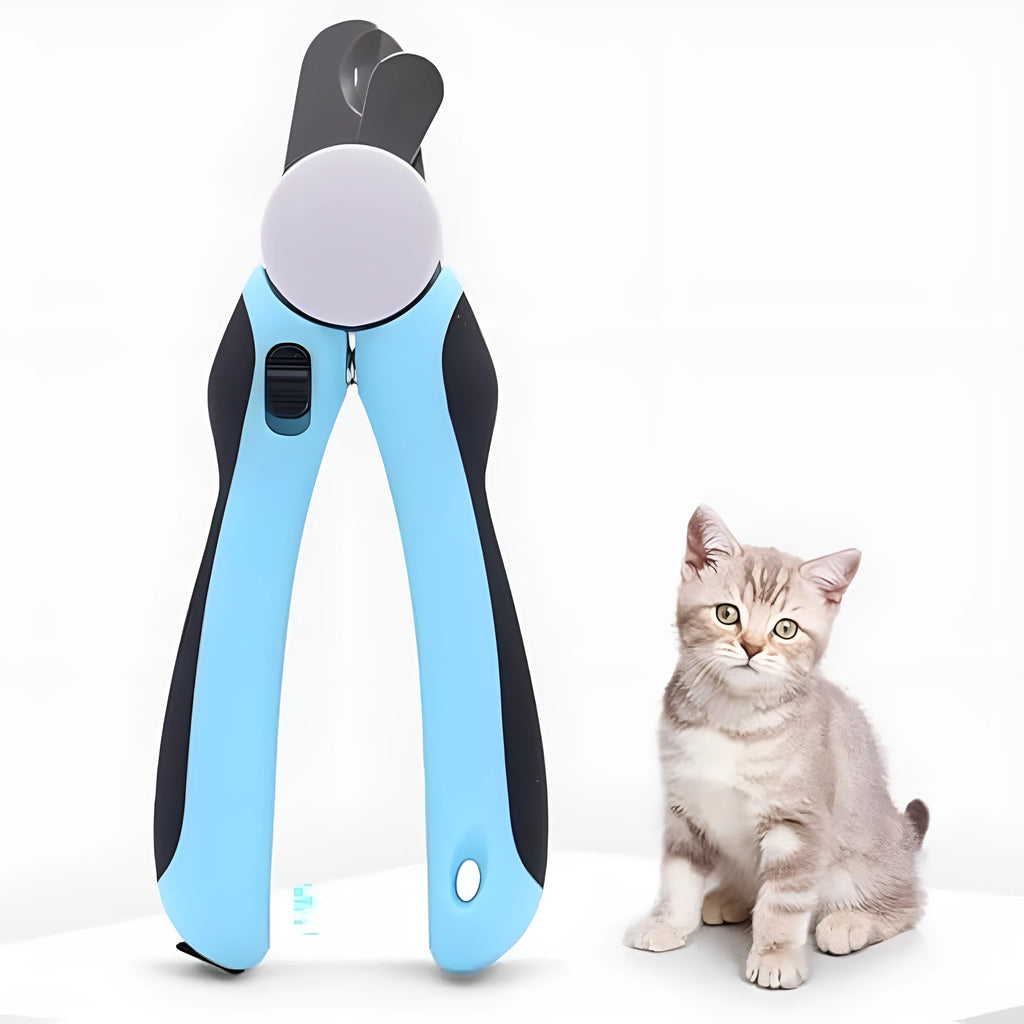 Blue heavy-duty dog nail clippers with a safety guard for large breeds and thick nails