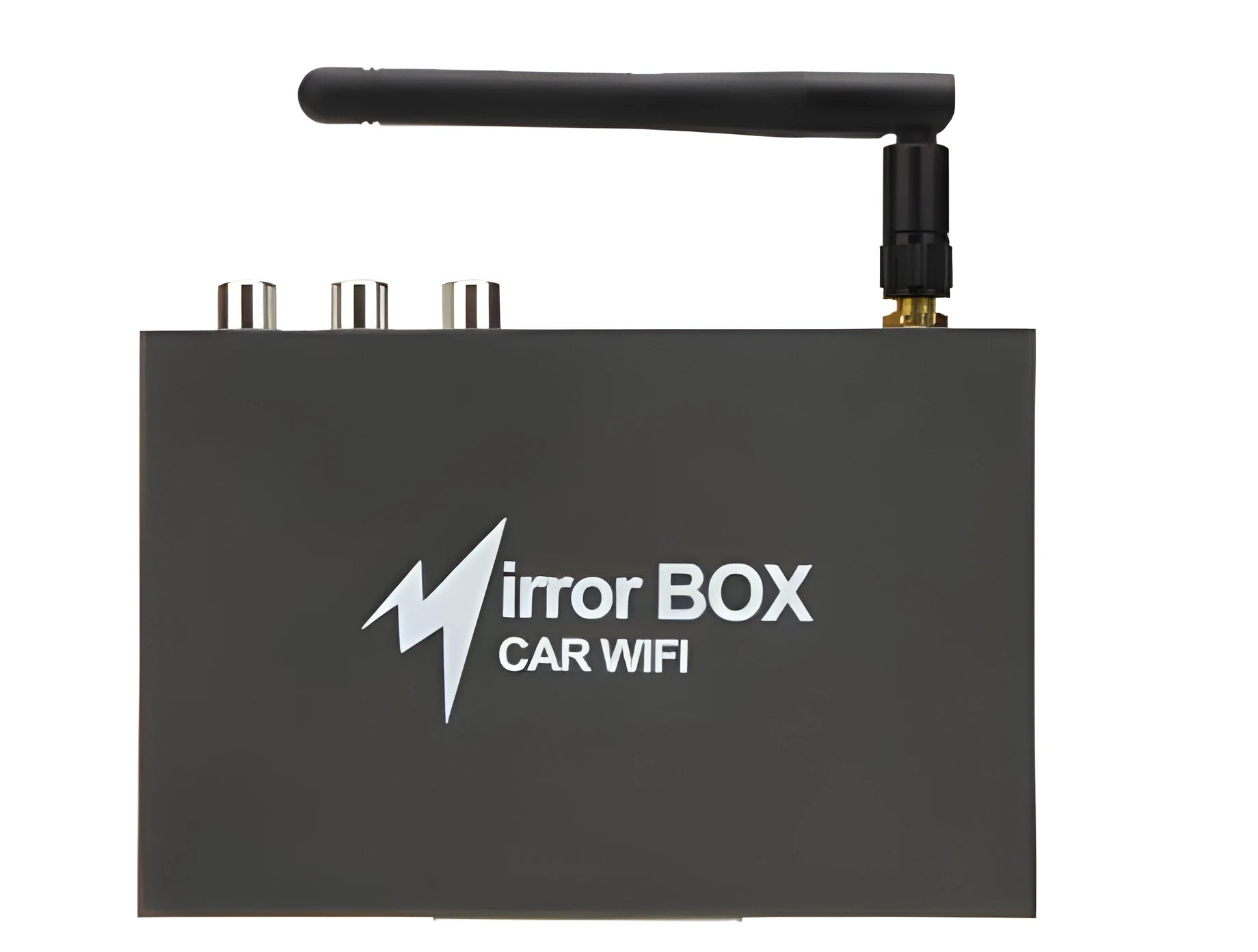 Black car mirror link box Wi-Fi converter with power cable, AV cable, antenna and manual