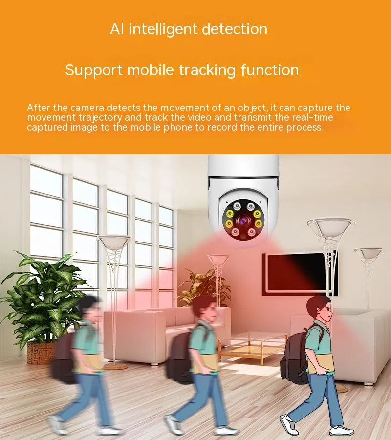 Wireless wifi bulb security camera with 1080p resolution and night vision