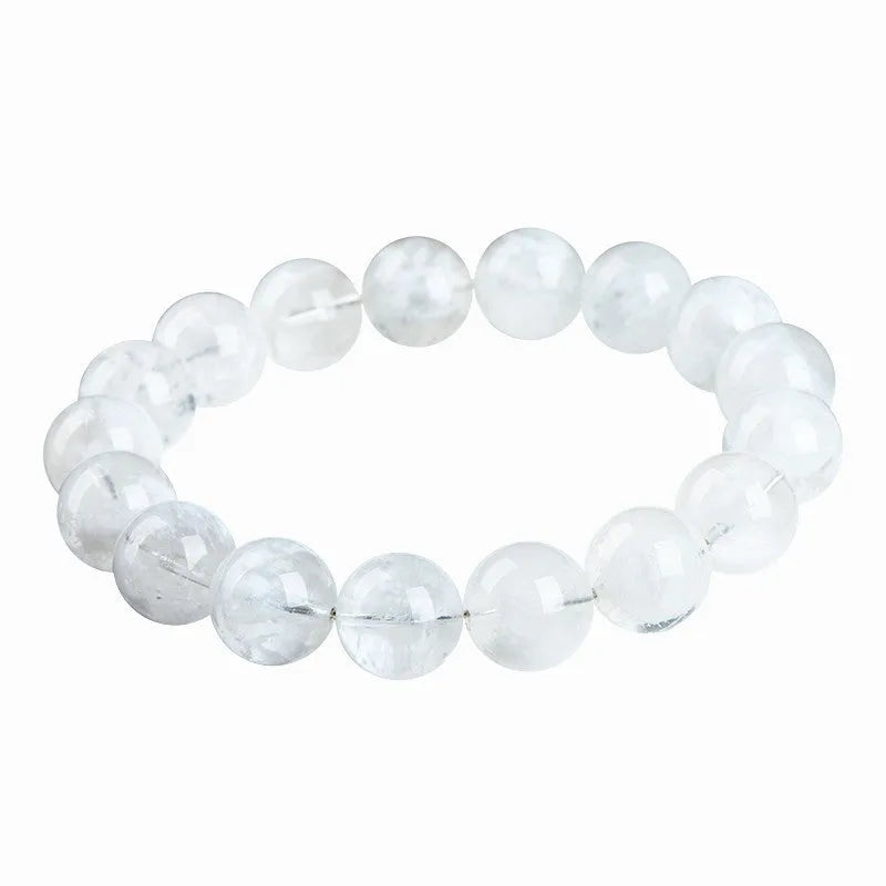 Natural blizzard snowflake round crystal bead women's bracelet with Ruyi and Xiangyun design.