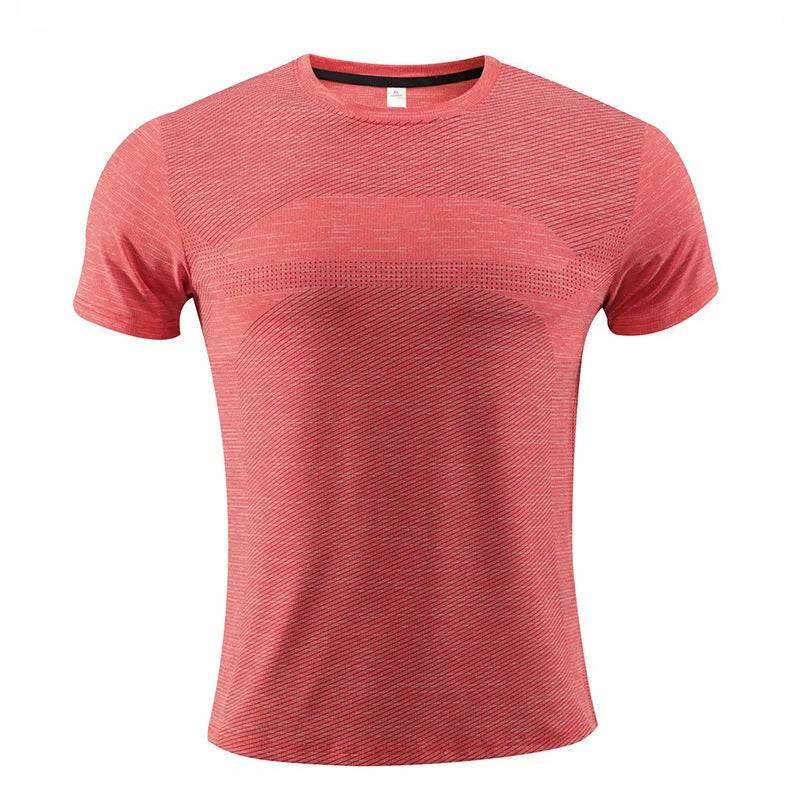Men's polyester spandex running t-shirt in black colour with short sleeves for sports activities