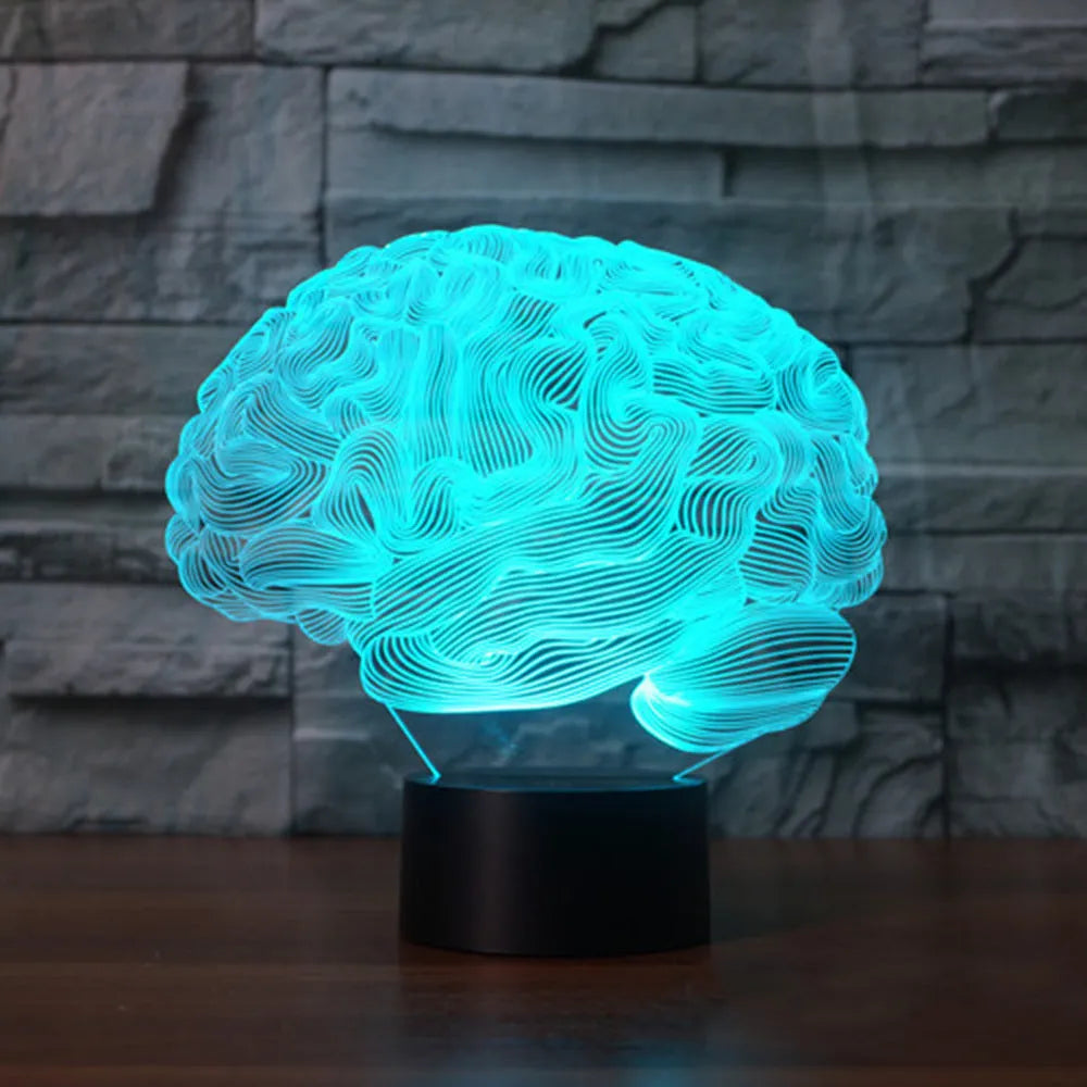 3D acrylic illusion LED desk lamp with remote control on a wooden surface, showing colour gradient effect.