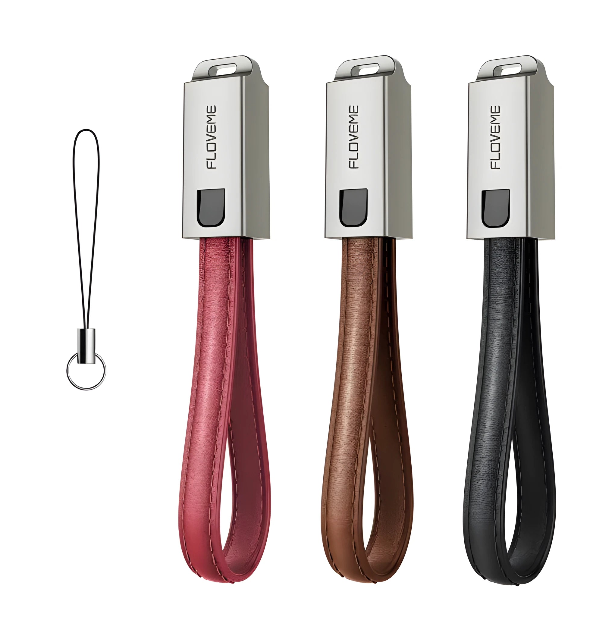 20cm leather USB-C to Lightning charging cable for iPhone in red, black or brown with zinc alloy connectors