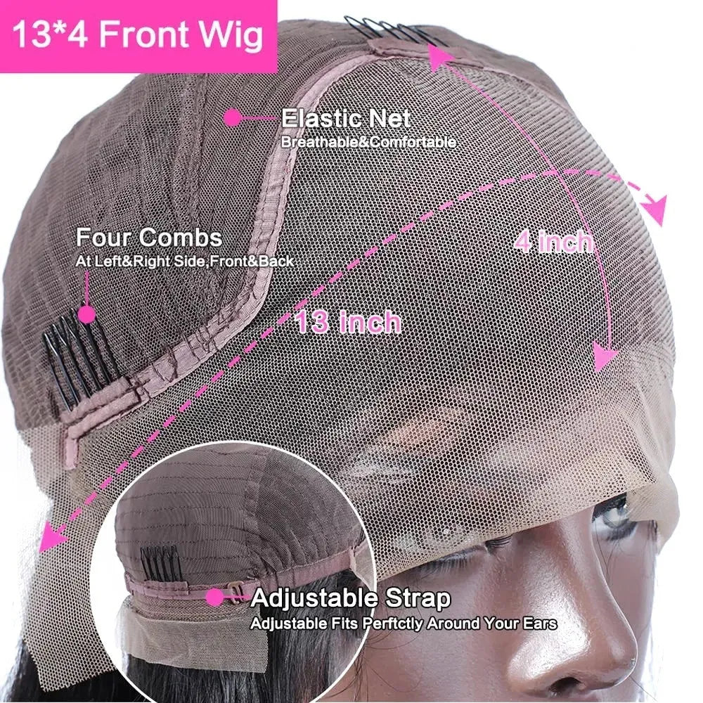 Curly human hair lace front wig shown in a long length, demonstrating its realistic texture and hairline.