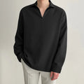 Men's loose fit long sleeve casual shirt in polyester non-iron fabric