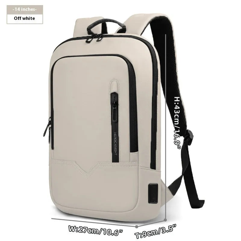 Lightweight polyester laptop backpack with USB charging port in multiple colour options