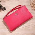 55-inch long PU leather phone wallet handbag with zipper closure in multiple colour options