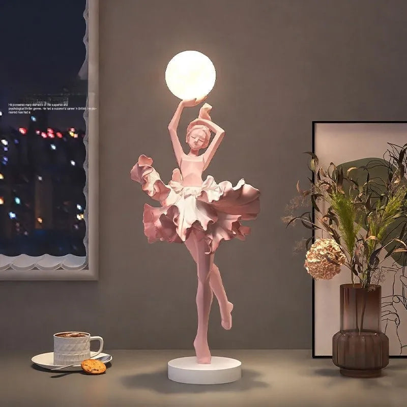Art Girl Atmosphere small resin night light in Black Gold colour with USB charging cable.
