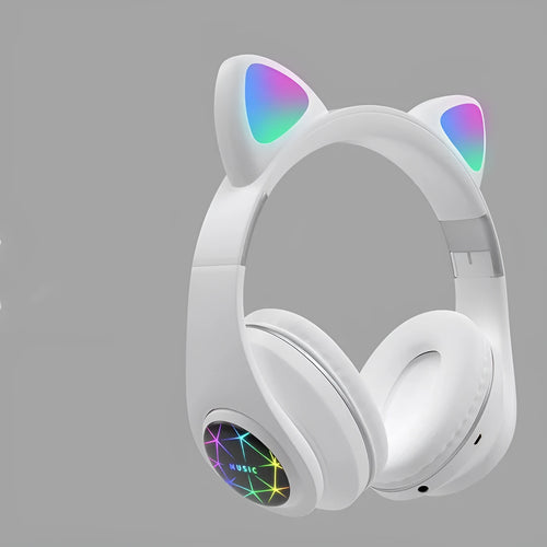 Cat ear wireless sports Bluetooth headset in black with bilateral stereo design