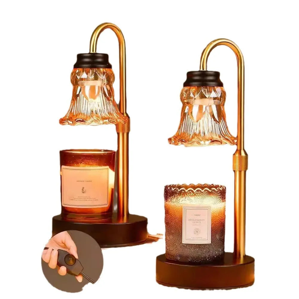 Bamboo aromatherapy wax melting lamp measuring 30.5cm maximum height