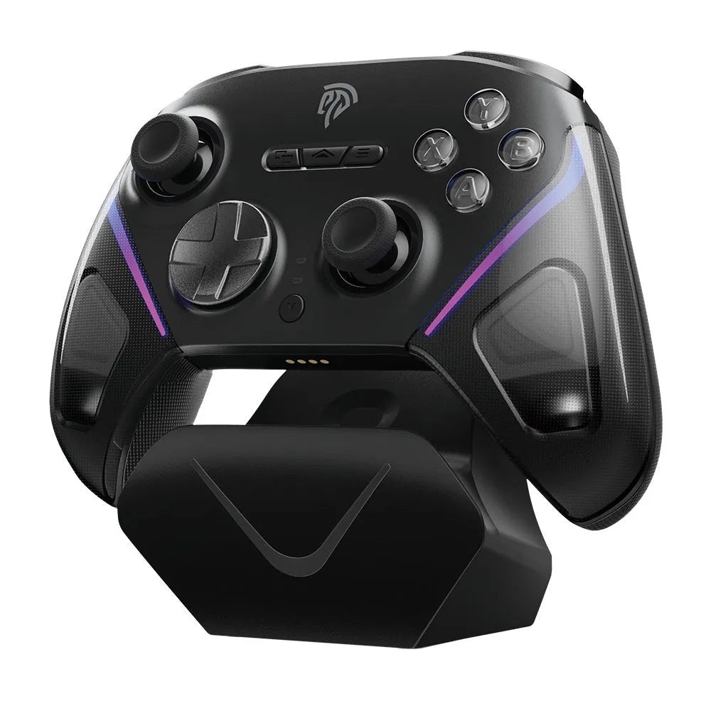 Rocker Smart Startstop Charging Base for wireless game controllers in black, green, or purple