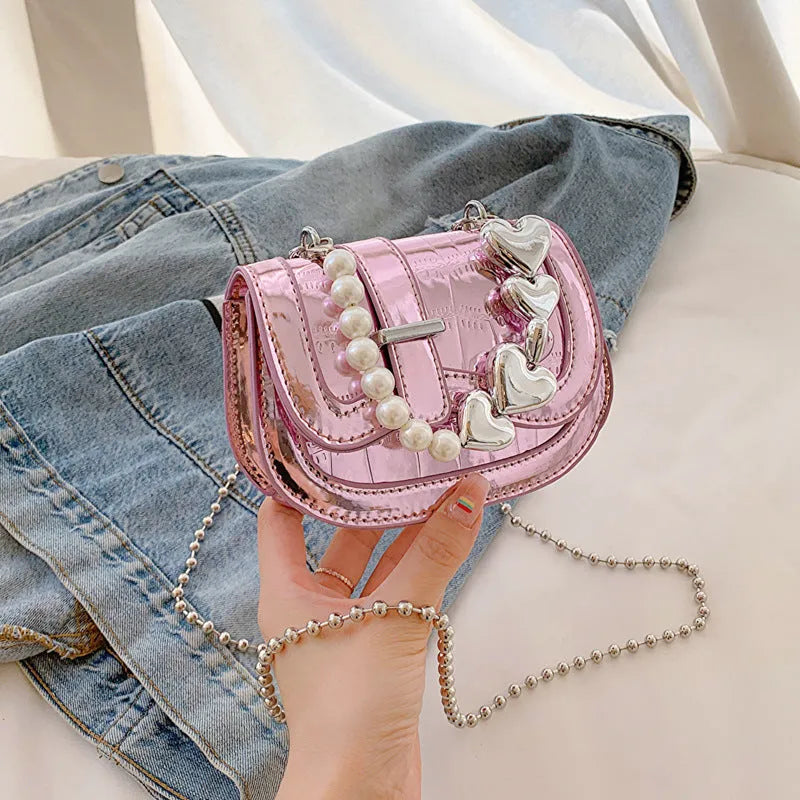 Women's PU leather mini tote saddle crossbody bag in horizontal square shape